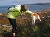 Helen with friendly cat at Broadford.