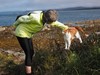 Helen with friendly cat at Broadford.